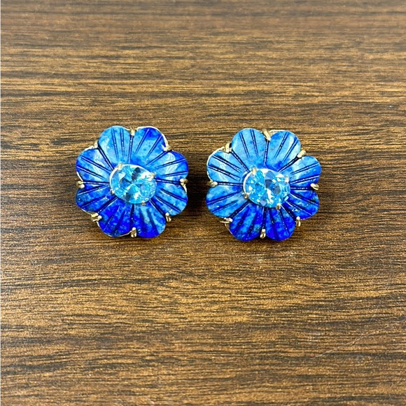 Nicola Bathie Jewelry Lapis Flower Studs - Picture 4 of 8